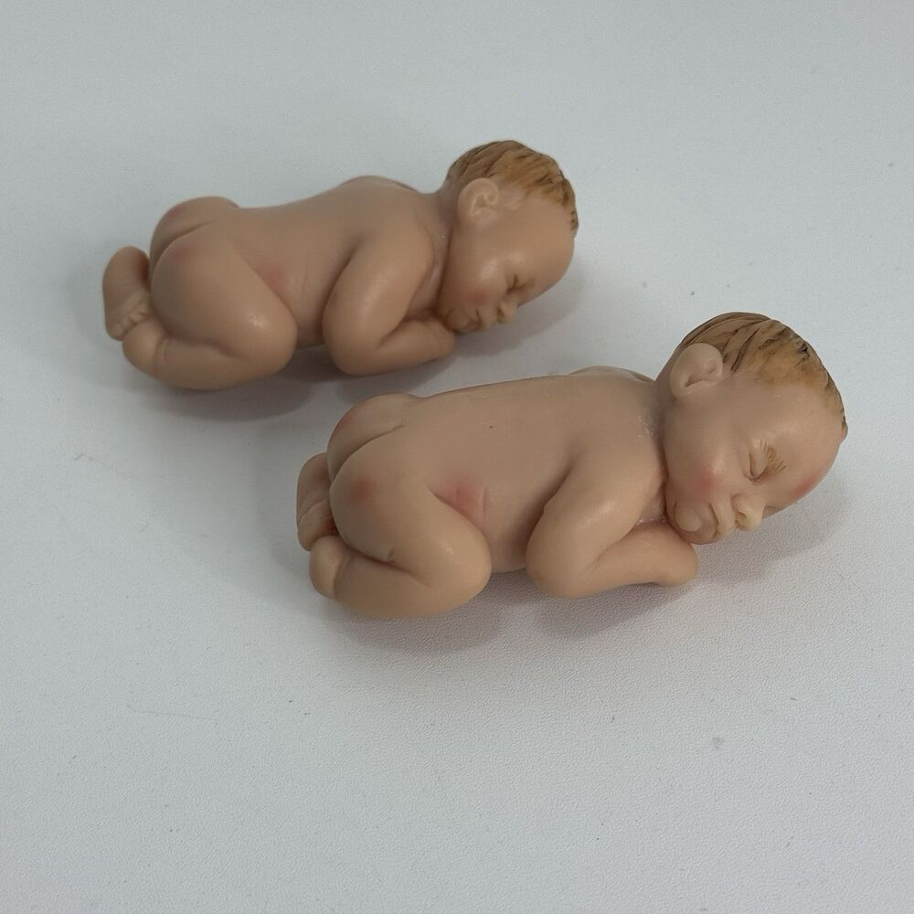 Realistic Sleeping Baby Boy Girl Cake Topper Twins Baby Showers Birthday Resin